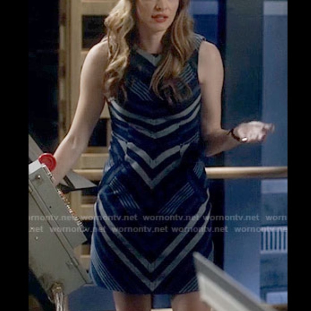 Anthropologie Maeve Blue Chevron Antonia Sleeveless Dress - Picture 2 of 7